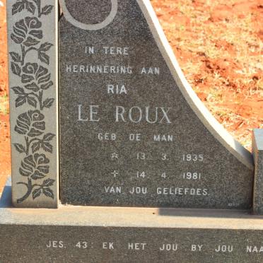 ROUX Ria, le nee DE MAN 1935-1981