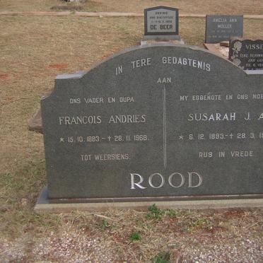 ROOD Francois Andries 1883-1968 &amp; Susarah J.A. 1893-1957