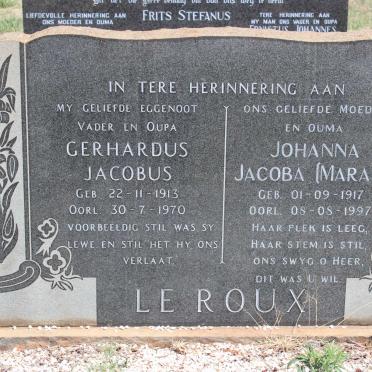 ROUX Gerhardus Jacobus, le 1913-1970 &amp; Johanna Jacoba MARAIS 1917-1997