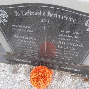 ROOD Gerhardus Paulus 1926-1994 &amp; Hendrina Johanna 1918-2005