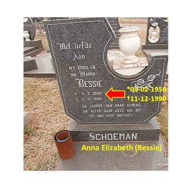 SCHOEMAN Anna Elizabeth 1950-1990