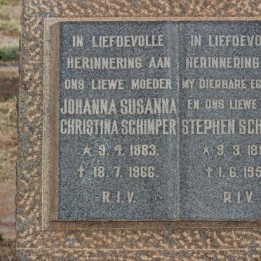 SCHIMPER Stephen 1886-1956 &amp; Johanna Susanna Christina 1883-1966