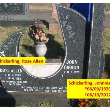 SCHICKERLING John Gibbon 1920-2012 &amp; Rose Allen 1929-1992