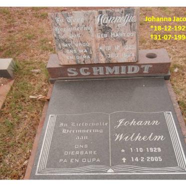 SCHMIDT Johann Wilhelm 1929-2005 &amp; Johanna Jacoba HARTOG 1929-1994