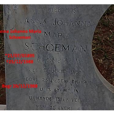 SCHOEMAN Anna Johanna Maria nee JONKER 1895-1988