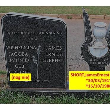 SHORT James Ernest Stephen 1917-1988 &amp; Wilhelmina Jacoba COETZEE