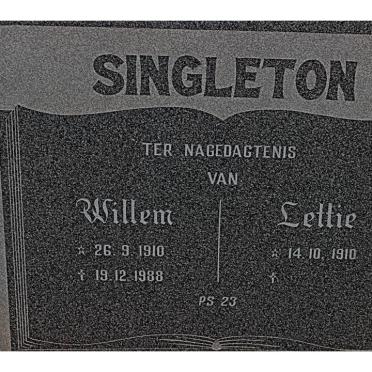 SINGLETON Willem 1910-1988 &amp; Lettie 1910-