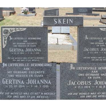 SKEIN Jacobus Johannes 1914-1982 &amp; Gertina Johanna 1914-1981
