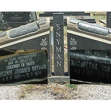 SNYMAN Theunis Johannes 1907-1974 &amp; Johanna Wilhelmina Margaretha FOURIE 1912-1991