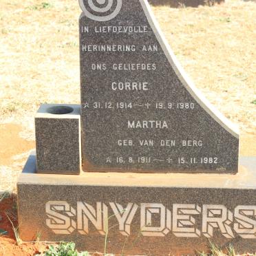 SNYDERS Corrie 1914-1980 &amp; Martha VAN DEN BERG 1911-1982
