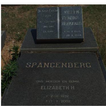 SPANGENBERG Willem Hendrik Hermanus 1925-1974 &amp; Elizabeth 1932-2002