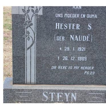 STEYN Hester S. nee NAUDÉ 1921-1989