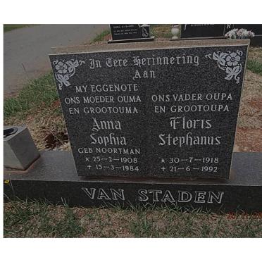 STADEN Floris Stephanus, van 1918-1992 &amp; Anna Sophia NOORTMAN 1908-1984