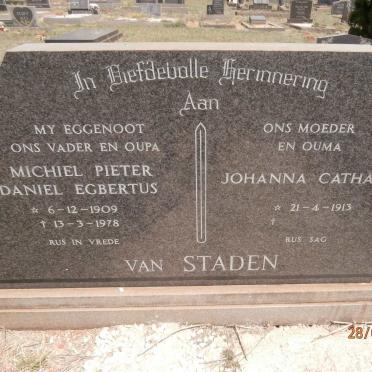 STADEN Michiel Pieter Daniel Egbertus, van 1909-1978 &amp; Johanna Catharina 1913-