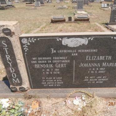 STRYDOM Hendrik Gert 1911-1978 &amp; Elizabeth Johanna Maria 1917-2007