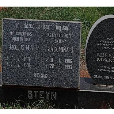 STEYN Jacobus M.A. 1897-1988 &amp; Jacomina H. 1906-1993