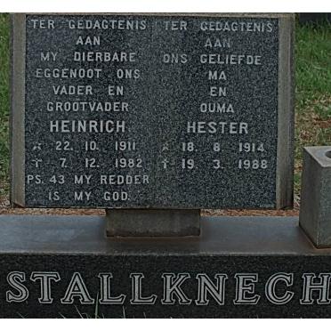 STALLKNECHT Heinrich 1911-1982 &amp; Hester 1914-1988