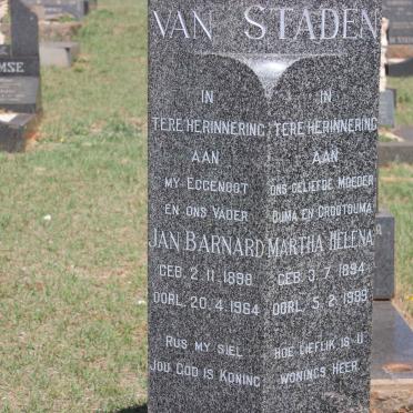 STADEN Jan Barnard, van 1898-1964 &amp; Martha Helena 1894-1989