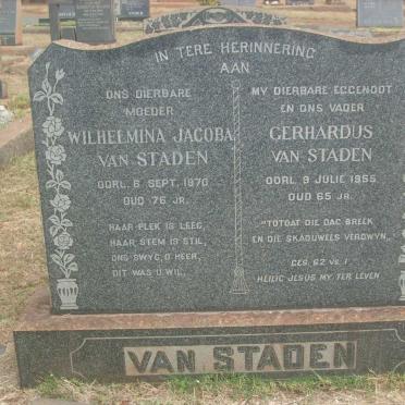 STADEN Gerhardus, van -1955 &amp; Wilhelmina Jacoba -1970