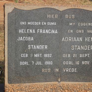 STANDER Adriaan Hendrik 1884-1956 &amp; Helena Francina Jacoba 1892-1980