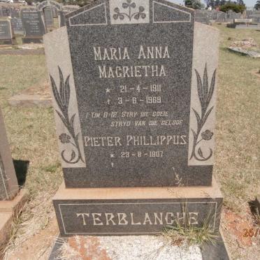 TERBLANCHE Pieter Phillippus 1907- &amp; Maria Anna Margrietha 1911-1969