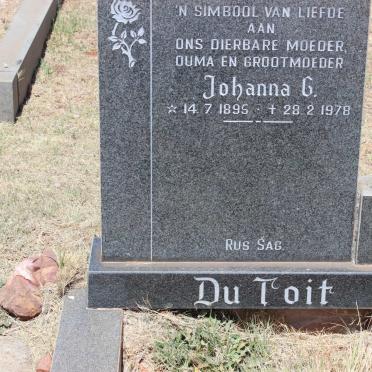 TOIT Johanna G., du 1895-1978