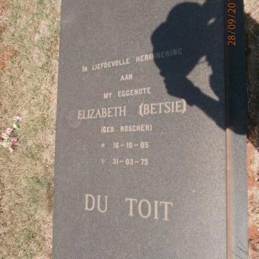TOIT Elizabeth, du nee ROSCHER 1905-1975