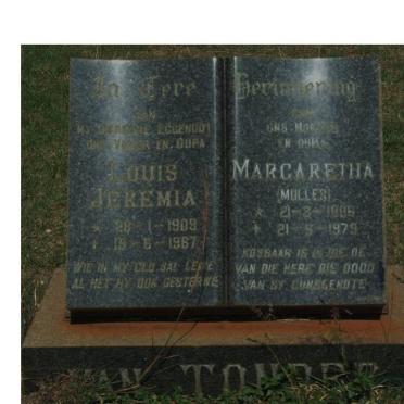 TONDER Louis Jeremia, van 1909-1967 &amp; Margarietha MULLER 1906-1979