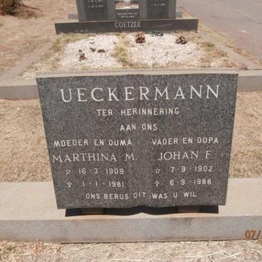 UECKERMANN Johan F. 1902-1988 &amp; Marthina M. 1909-1981