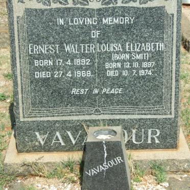 VAVASOUR Ernest Walter 1892-1968 &amp; Louisa Elizabeth SMIT 1897-1974