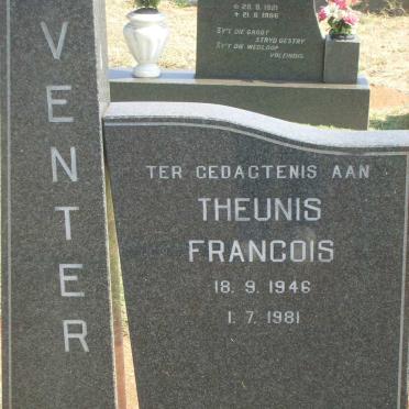 VENTER Theunis Francois 1946-1981