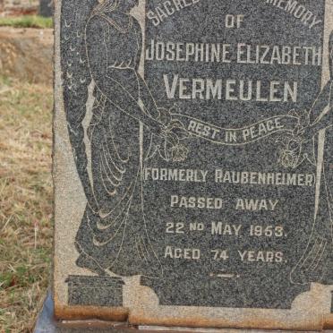 VERMEULEN Josephine Elizabeth formerly RAUBENHEIMER -1953