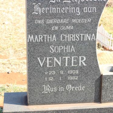 VENTER Martha Christina Sophia 1909-1982