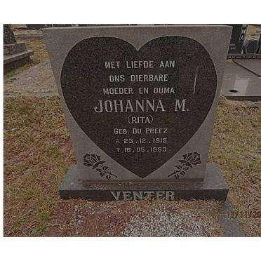 VENTER Johanna M. nee DU PREEZ 1915-1993