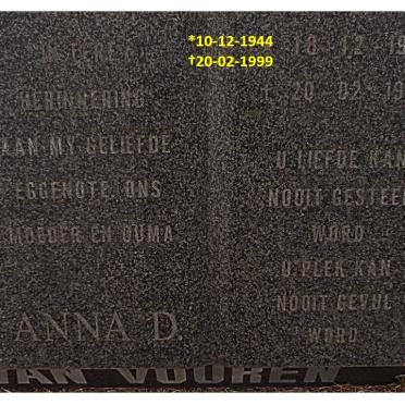 VUUREN Anna D., van 1944-1999