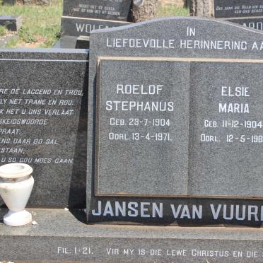 VUUREN Roelof Stephanus, Jansen van 1904-1971 &amp; Elsie Maria 1904-1981