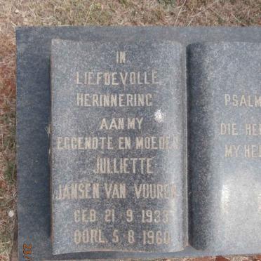 VUUREN Julliette, Jansen van 1933-1960