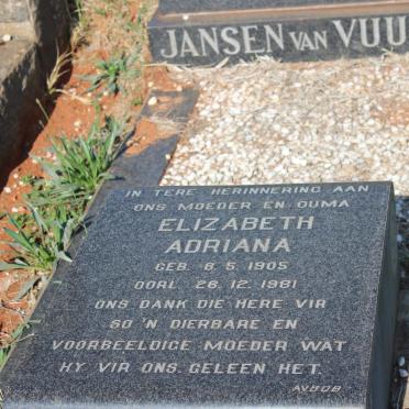VUUREN Elizabeth Adriana, Jansen van 1905-1981