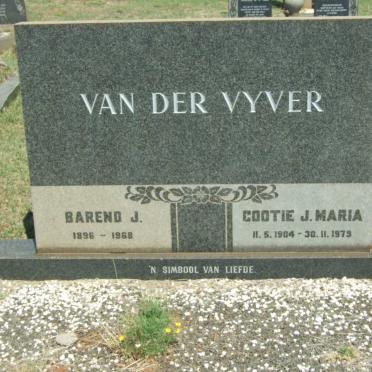 VYVER Barend J., van der 1896-1968 &amp; Cootie J. Maria 1904-1979