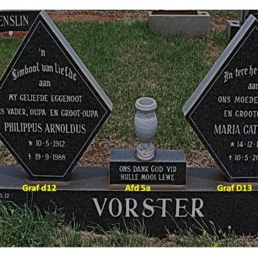 VORSTER Philippus Arnoldus 1912-1988 &amp; Maria Catharina 1917-2007