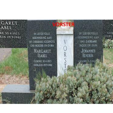 VORSTER Johannes Hendrik 1923-1995 &amp; Margaret Isabel 1923-1982