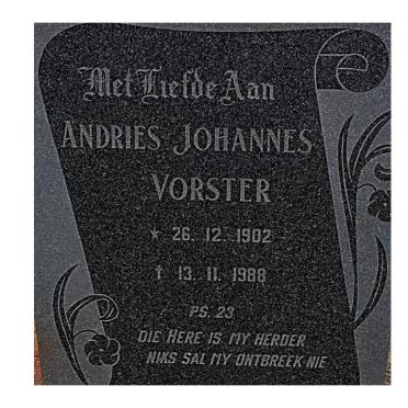 VORSTER Andries Johannes 1902-1988