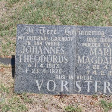VORSTER Johannes Theodorus 1903-1970 &amp; Maria Magdalena 1910-1983