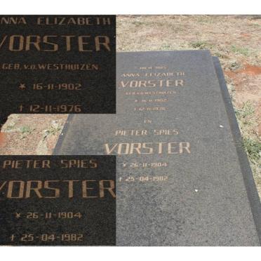 VORSTER Pieter Spies 1904-1982 &amp; Anna Elizabeth V.D. WESTHUIZEN 1902-1976