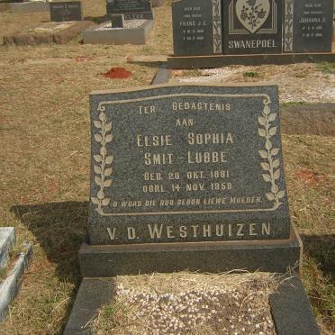 WESTHUIZEN Elsie Sophia, v.d. nee SMIT-LUBBE 1881-1958