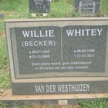 WESTHUIZEN Willie, van der 1943-2000 :: VAN DER WESTHUIZEN Whitey 1948-2017