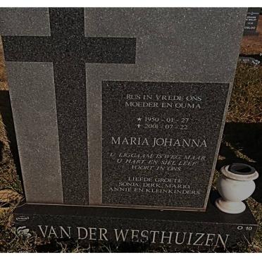WESTHUIZEN Maria Johanna, van der 1950-2001