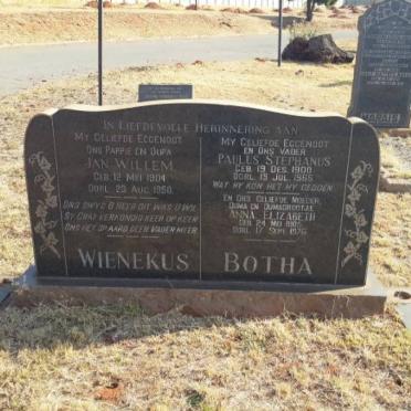 WIENEKUS Jan Willem 1904-1950 :: BOTHA Paulus Stephanus 1900-1965 &amp; Anna Elizabeth 1905-1976