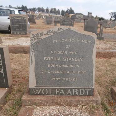 WOLFAARDT Sophia Stanley nee CHANCUION 1894-1957