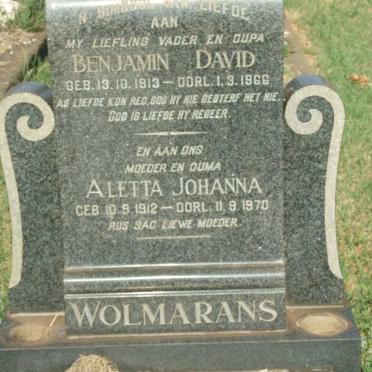 WOLMARANS Benjamin David 1913-1966 &amp; Aletta Johanna 1912-1970